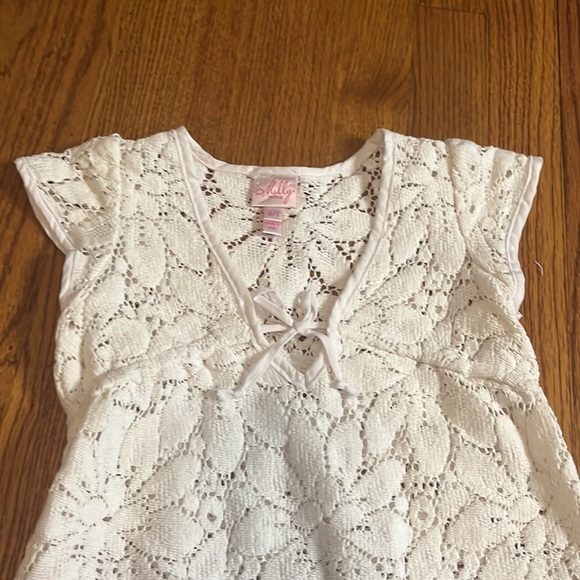 Milly Minis Girl’s Floral White Coverup Dress Size 6/7 - Picture 2 of 5